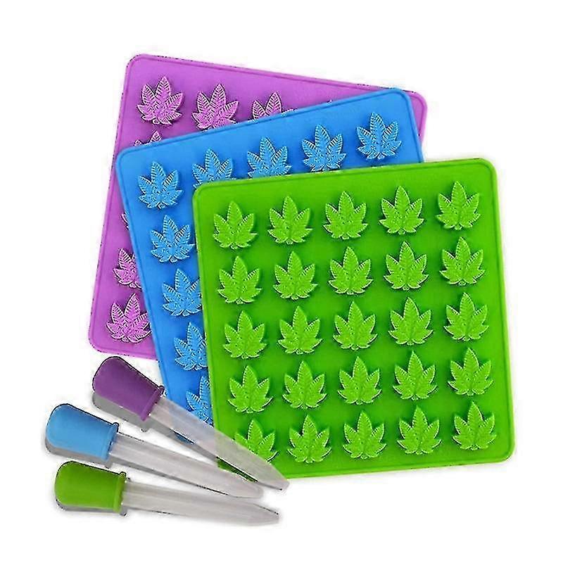 Marijuana Leaf Silicone Gummy Molds - 3 Pack Candy Making Kit