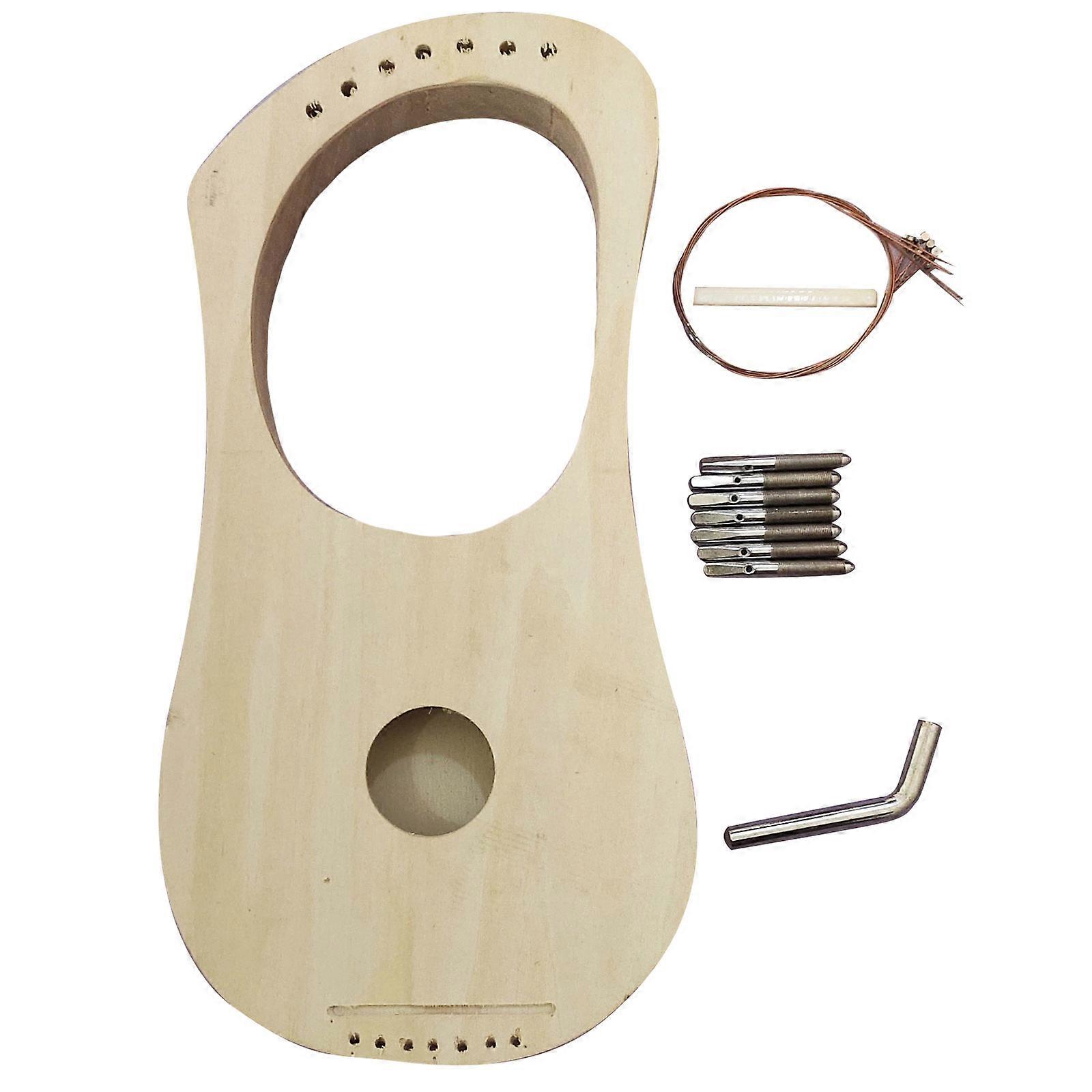 7 String Lyre Harp DIY Kit Bass Wood Harp with String/Tuning Wrench/String Post/Saddle Greek Minority Instruments