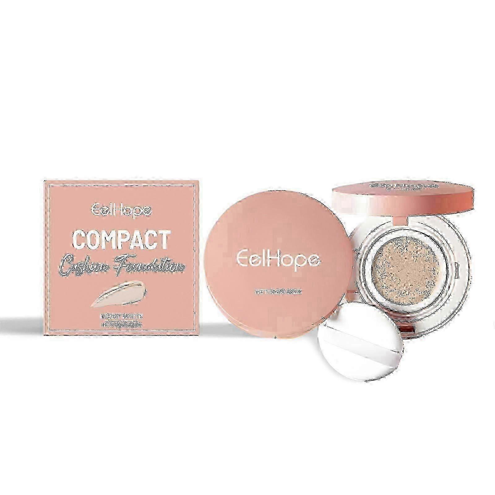Compact Air Cushion Foundation (Ivory White) Natural Lightweight Concealer Long-Lasting And Easy To Remove Makeup Without False White Moisture Cushion