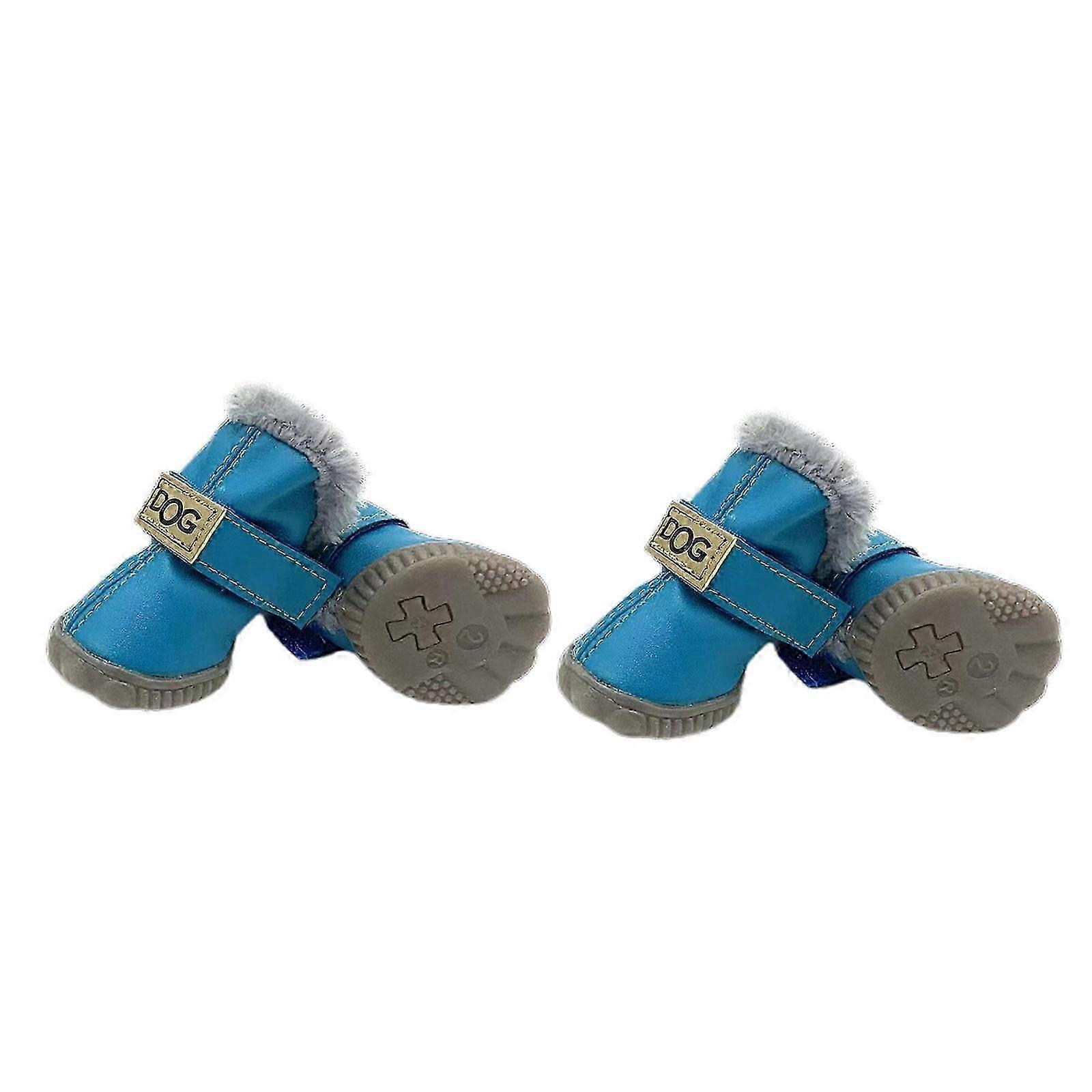 Puppy Shoes Durable Anti-Dirty Pet Boot Dog Waterproof Shoes Anti-Slip and Skid-Proof Breathable Warm Boot Blue 2