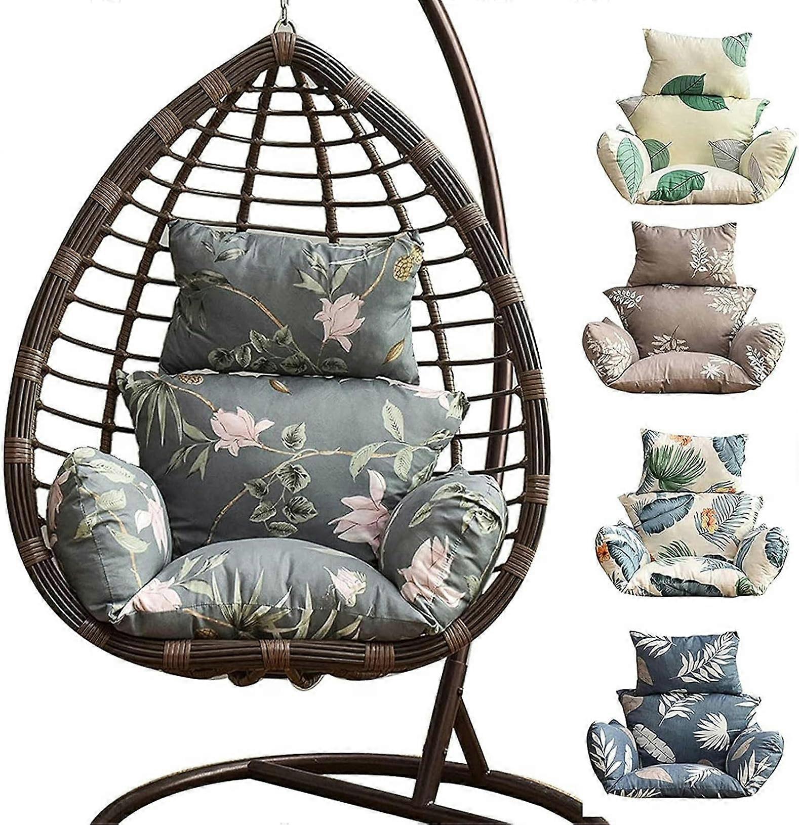 Hanging Chair Cushion for Polyrattan/Rattan Swing with Headrest and Armrests Ref: 9077