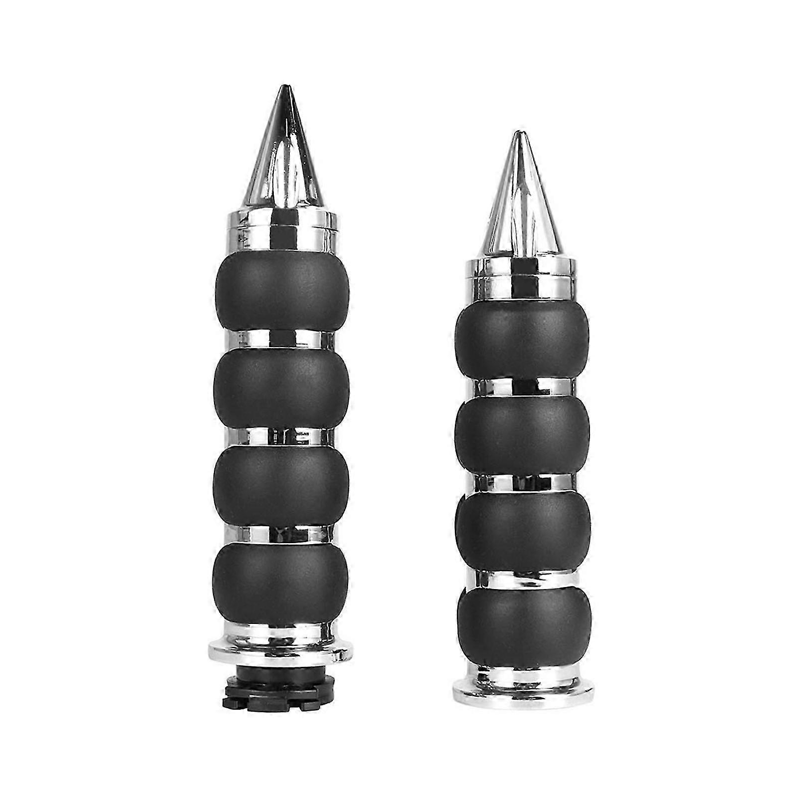 Universal Fit Double Motorcycle Handlebar Grips with Bar End for Most Bikes-22mm/25mm Chrome Plating,Durable Comfortable Ride Accessories