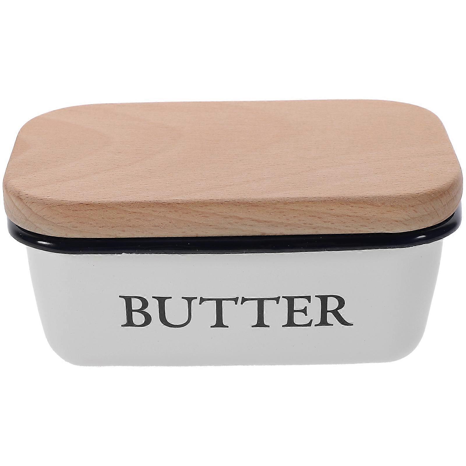 Enamel Butter Box with Airtight Lid – Fresh Keeping Container for Cheese and Butter Storage in Home Kitchen