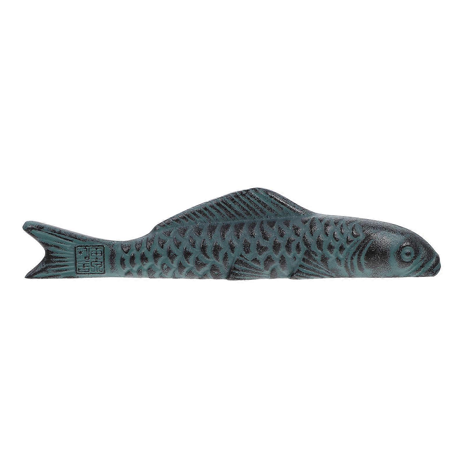 Cast Iron Calligraphy Paperweight with Unique Carp Design – Smooth Surface Desktop Decor for Home and Office Use