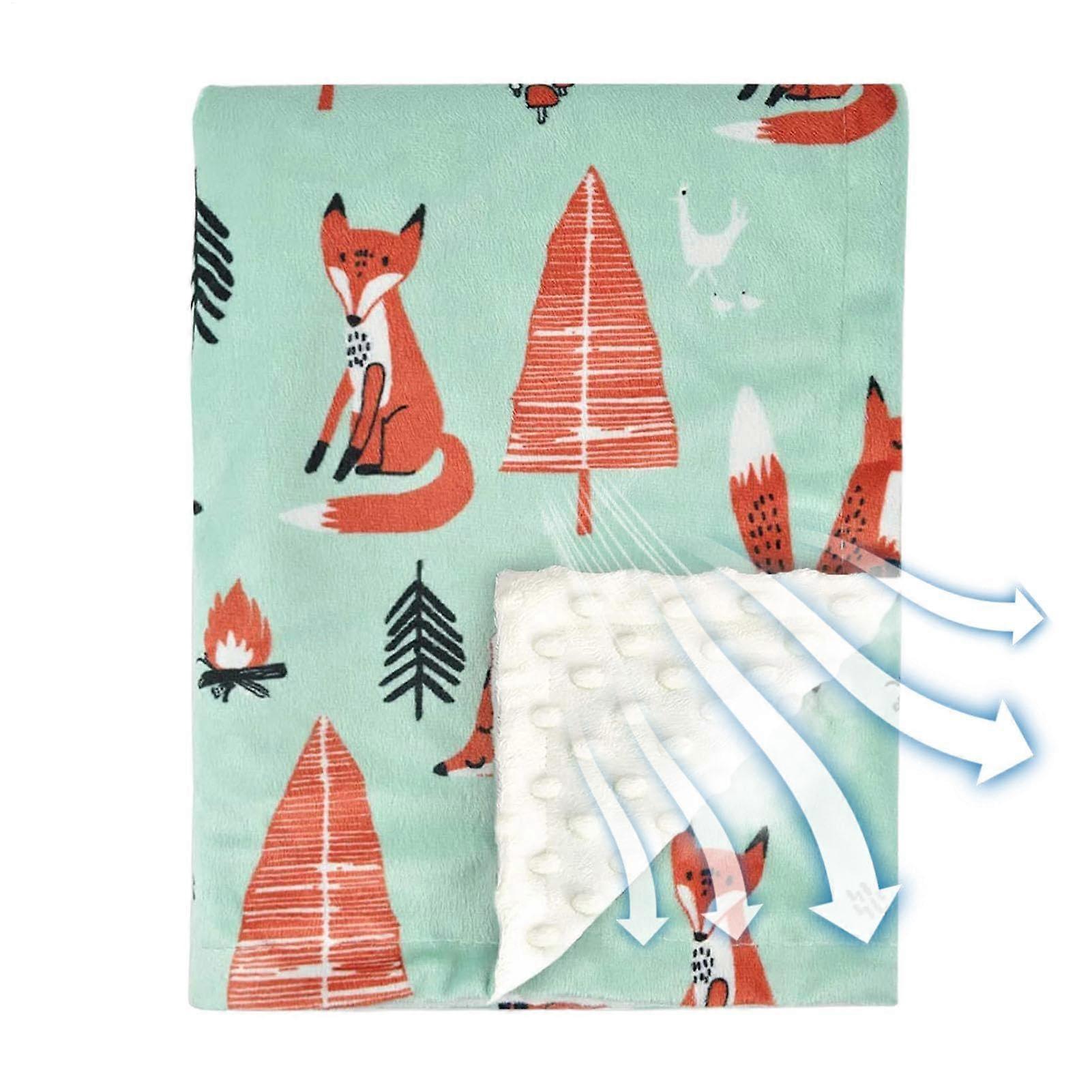 Kids Blanket Warm Throw Blanket with Polka Dot Back, Breathable Plush Blanket, Double Layer Throws for and , 100 x 75 cm Little Fox