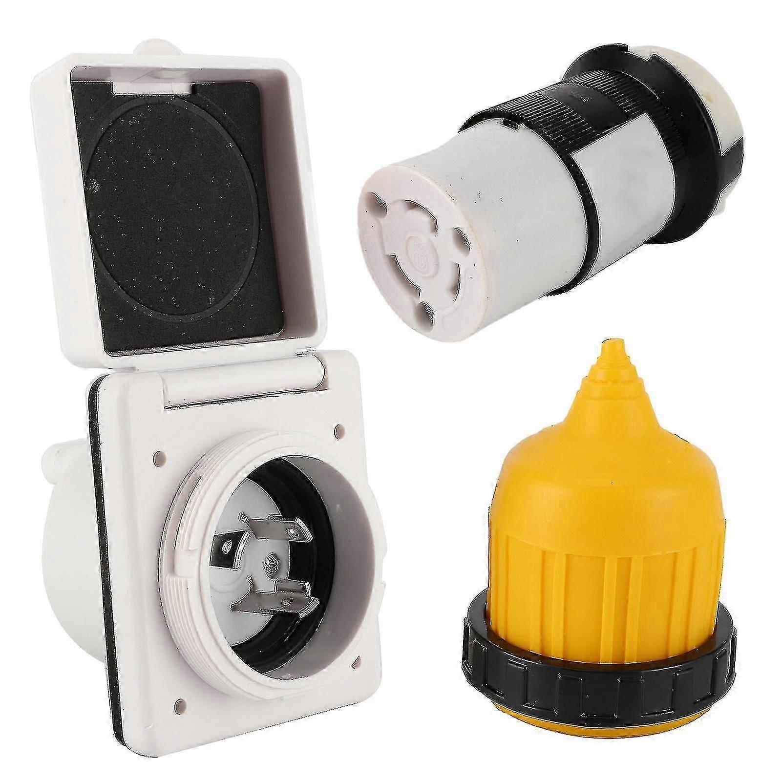 3pcs 30 Amp RV Power Inlet Kit with Twist Lock US Plug and Waterproof Cover