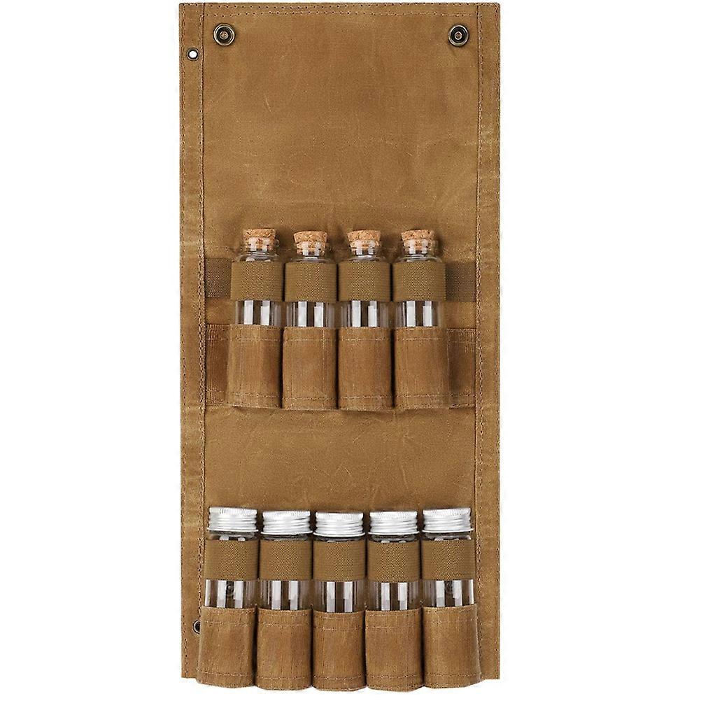 Compact Outdoor Spice Organizer, 9 Jars with Straps for Secure Storage during Trips