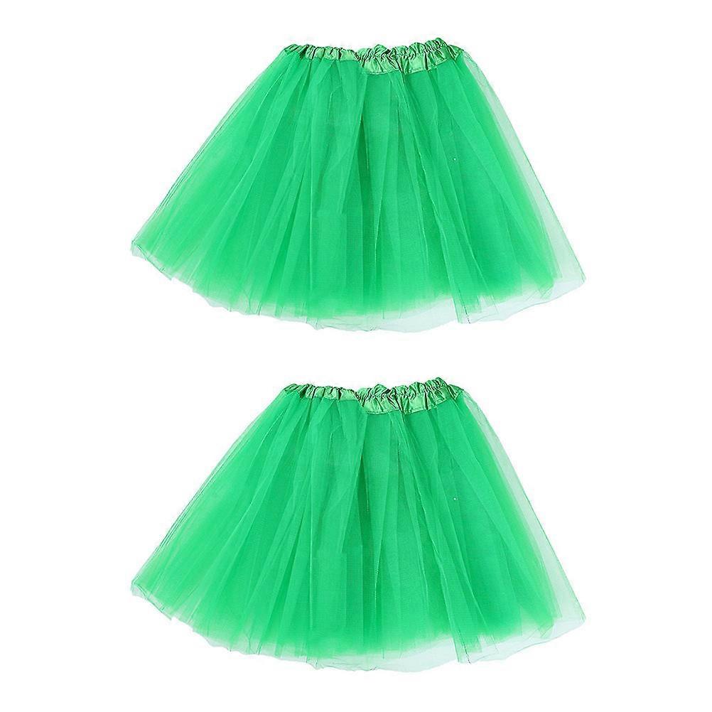 Green Ballet Tutu Skirt with Elastic Waistband for Performance and Party Wear Classic Mesh Design