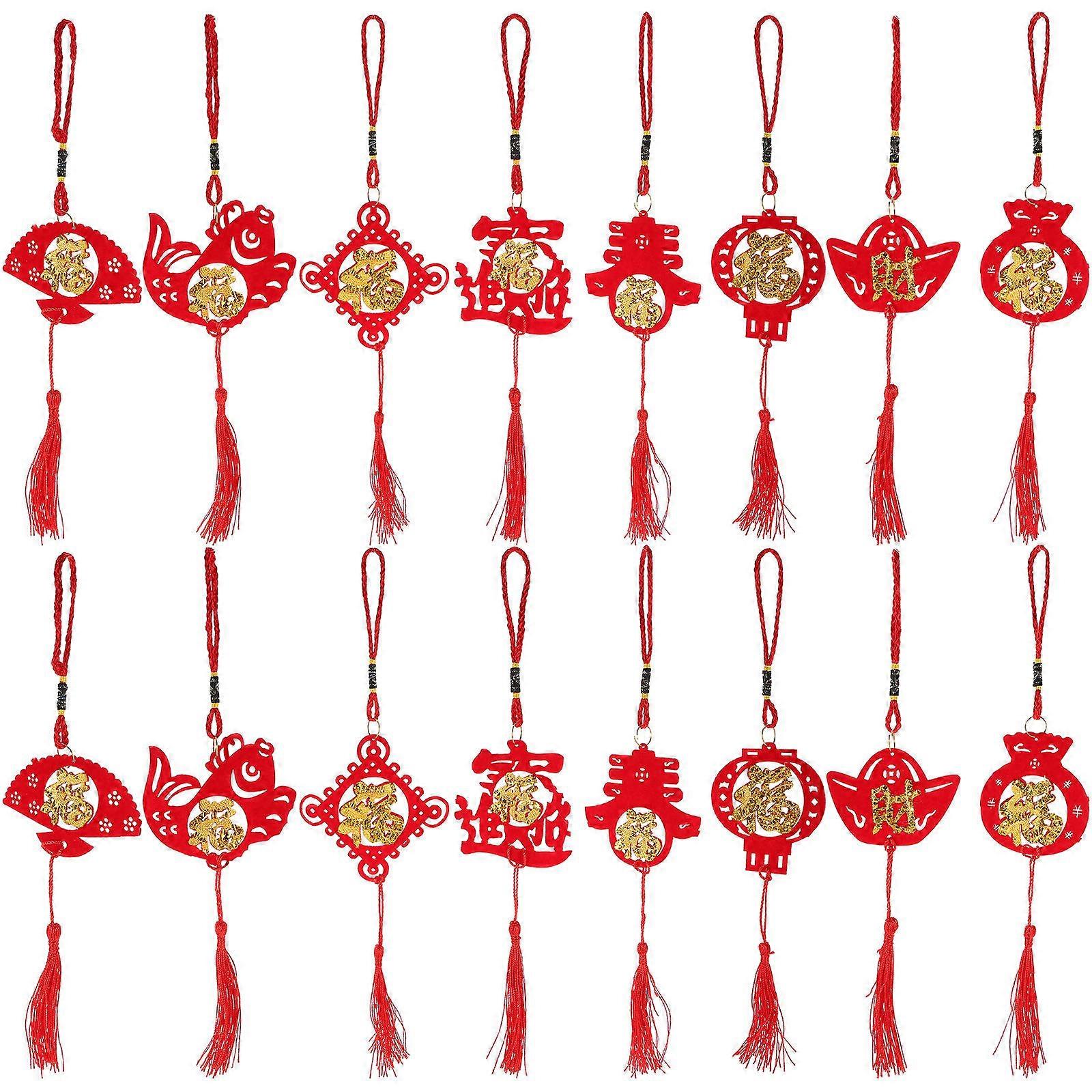 16pcs Chinese Style Mini Red Lantern Ornaments Decorative Pendants for Lunar Festival Home Decor and Craft Projects
