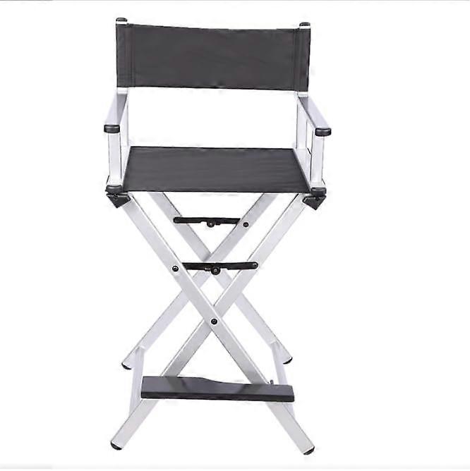 Foldable Director's Chair for Make-up Artists, Aluminum Folding Chair, Portable, Height-Adjustable, Black