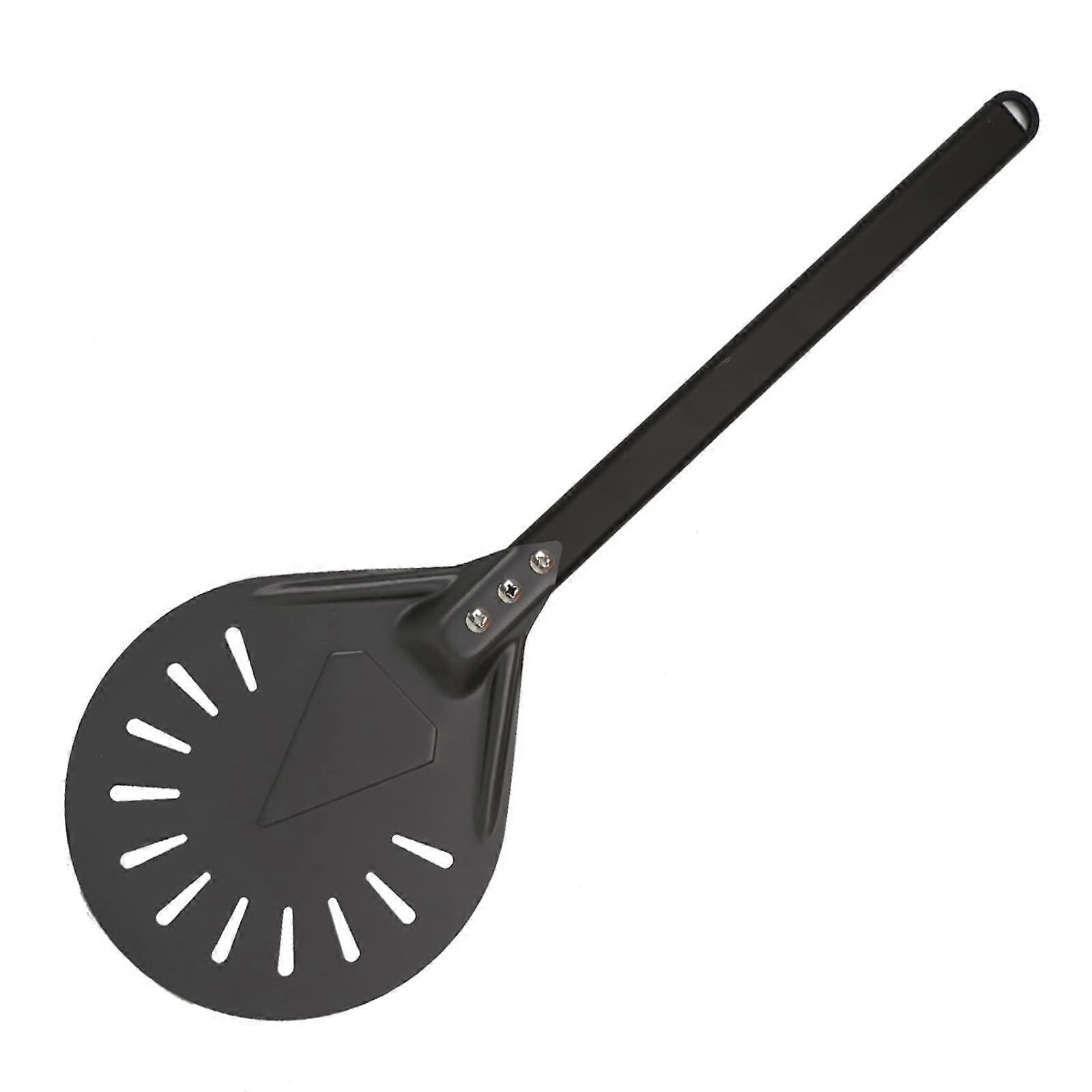 Aluminum Alloy Pizza Spatula Round Baking Tool for Outdoor Pizza Oven - 2 Colors Black and Silver