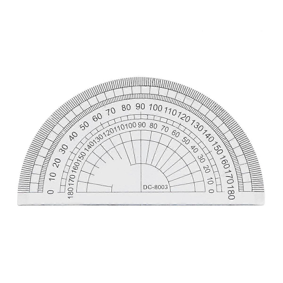 Plastic Circle Protractor Student Math Protractor For Angle Measurement School Office Use Half Round Transparent 36Pcs