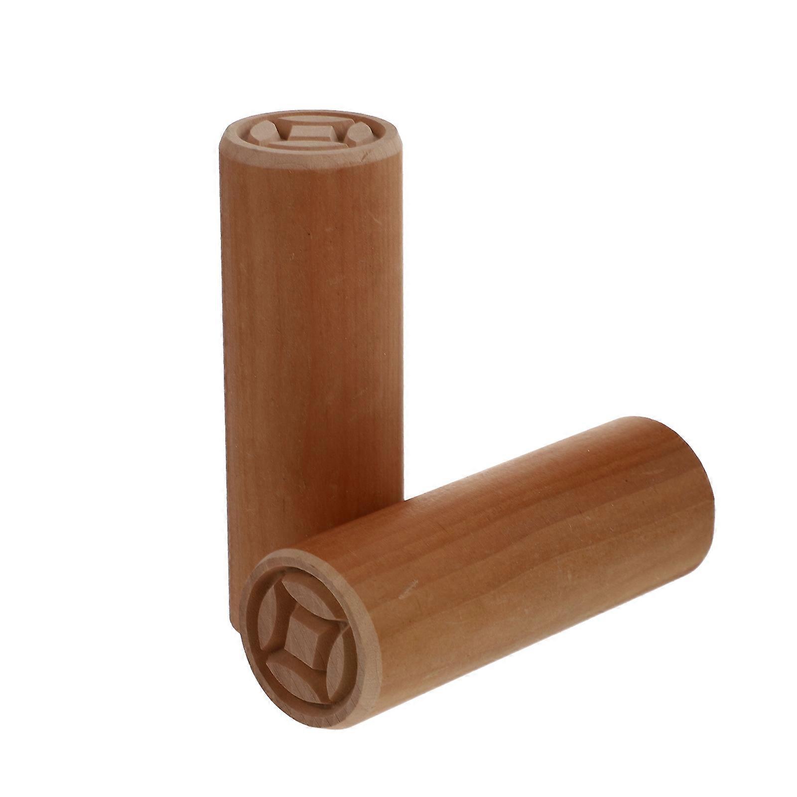 2pcs Khaki Wooden Cake Stampers for Home Use Made of Synthetic Material and