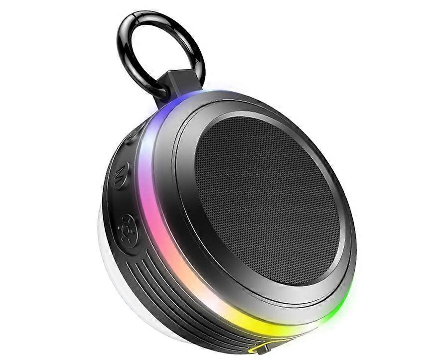 Portable Bluetooth Speaker with Light Show, IPX7 Waterproof Shower Speaker with FM Radio and Built-in Microphone,Bluetooth Speakers(Black)