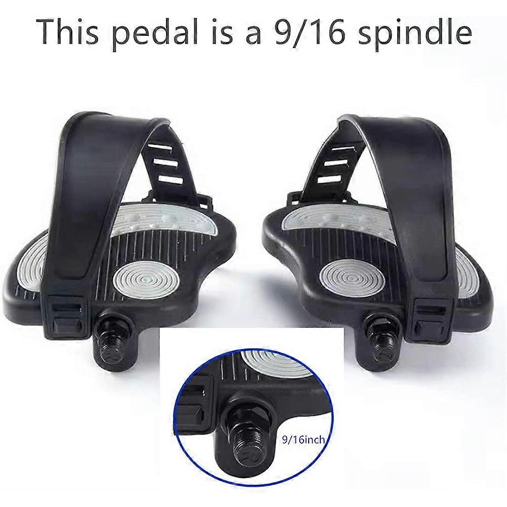 Magnetically Controlled Exercise Bike Pedals w/ Toe Clips 162x148x52mm