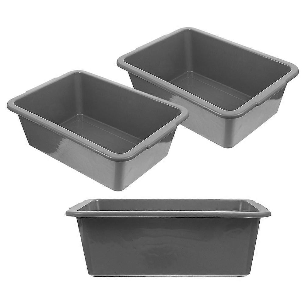Washing Tub Plastic Rectangular Tub for Garden Grey 34.00X23.50X11.00CM Food Placement 3Pcs
