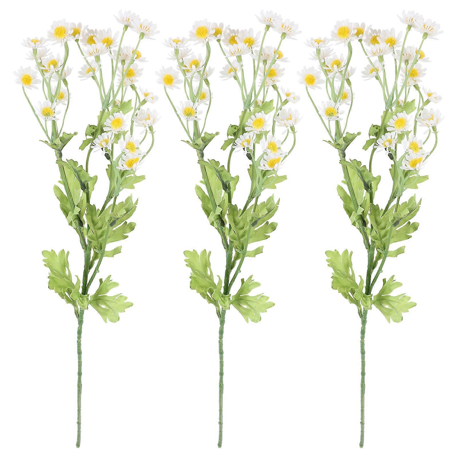 Fake Chamomile Flower Stems Artificial Home Decor Flocked Core 53.00X2.50X2.50CM 3Pcs