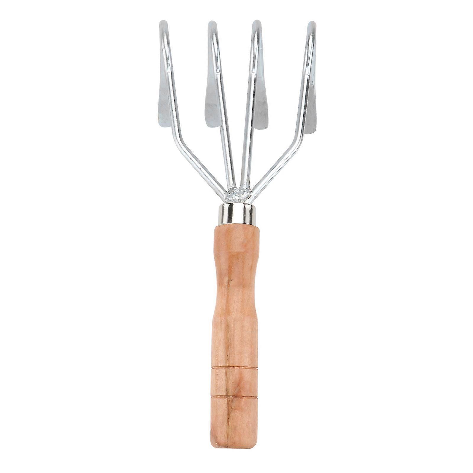 Garden Rake Silver Five-Tooth Design For Leaves Removal Gardening Tool 1Pack