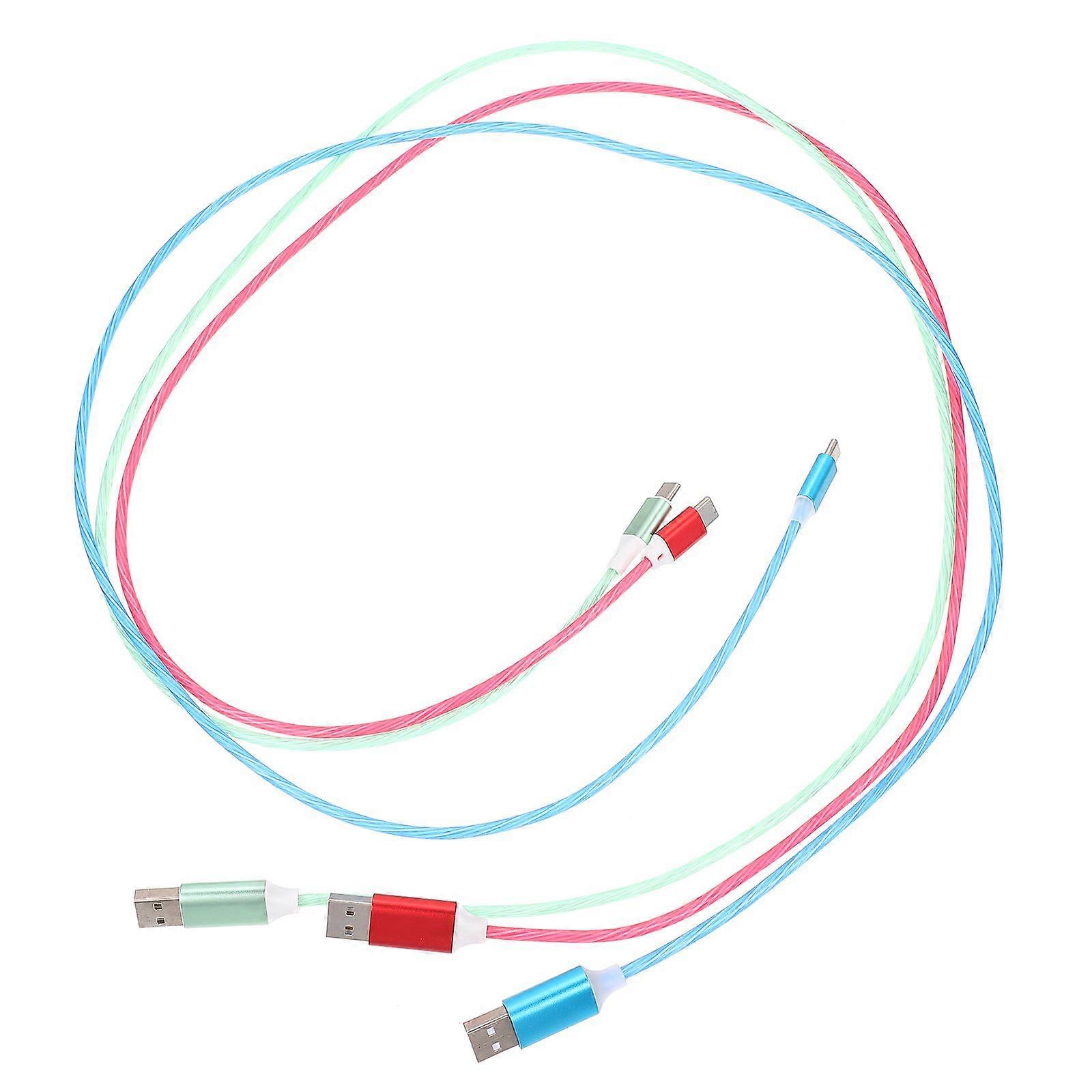 3Pcs Type C LED Charger Cables Flowing Type C Charging Cords (Watermelon Red Green)