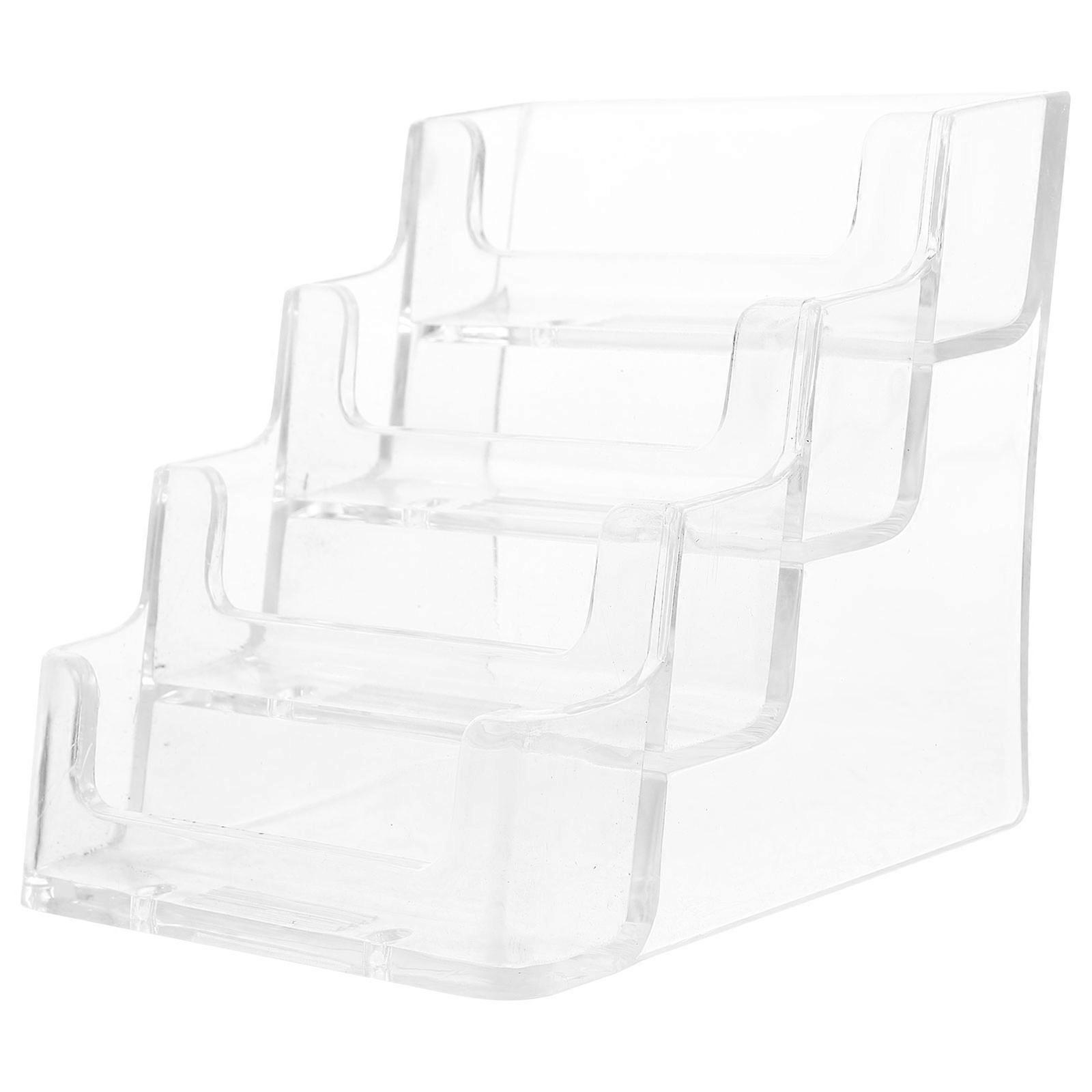 Clear Acrylic Desktop Business Card Stand Organizer for Office ID Display and Tabletop Storage with Upscale Design for Easy Access