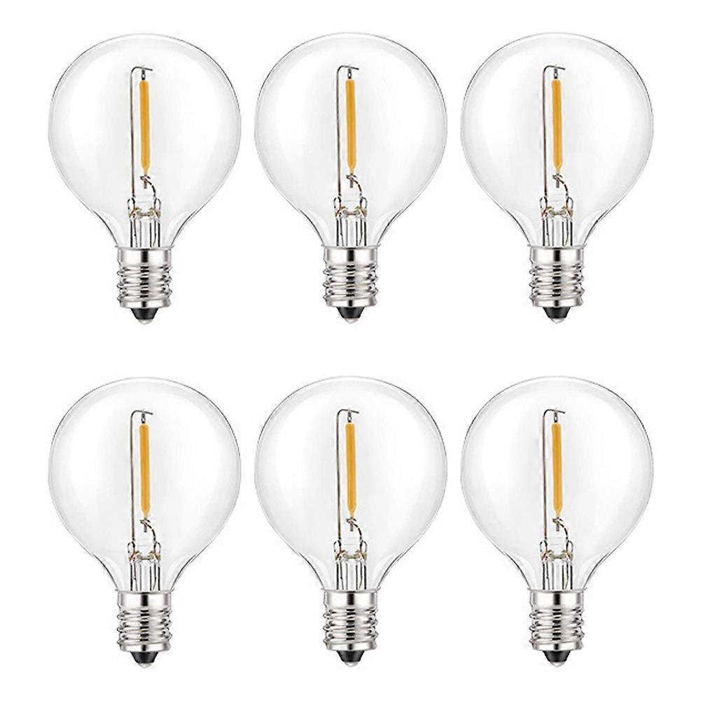 6Pcs G40 Bulbs,E12 Screw Base LED Globe Bulbs for Solar String Lights