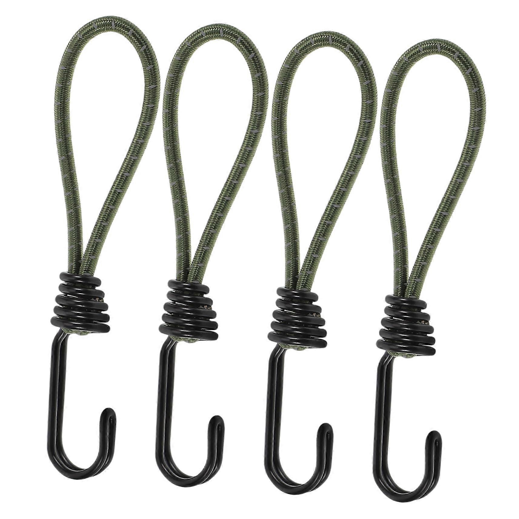 Multi-Purpose Bungee Cords with Hooks 4-Pack, Elastic Tarp Straps for Outdoor Camping Gear and Tent Accessories