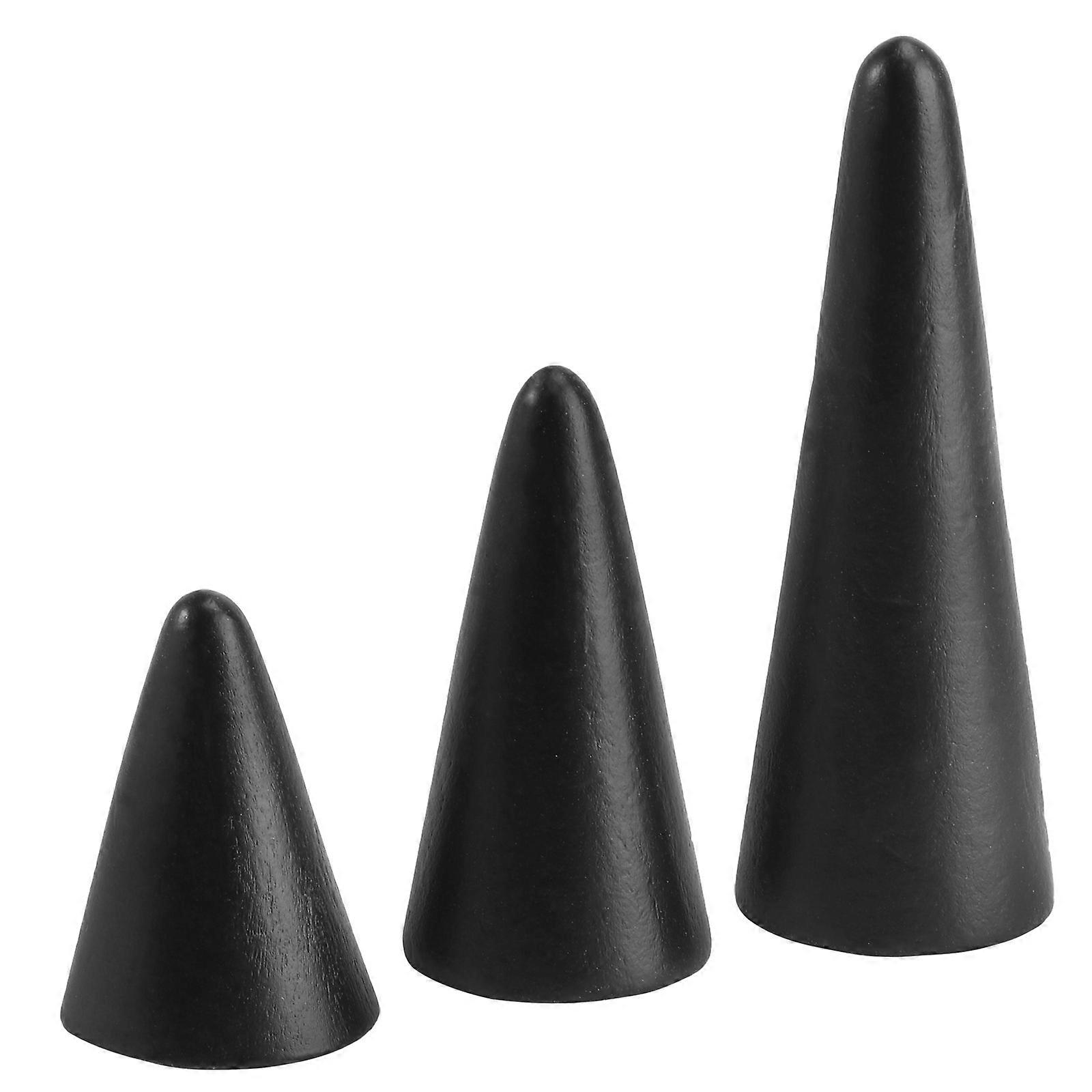 Rings Display Stand Jewelry Display Rack Conical Shape for Home Use Black 4x3cm 3Pcs