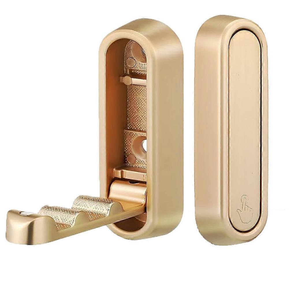 2PCS Gold Foldable Wall Hooks, Metal Folding Hooks Wall Mount