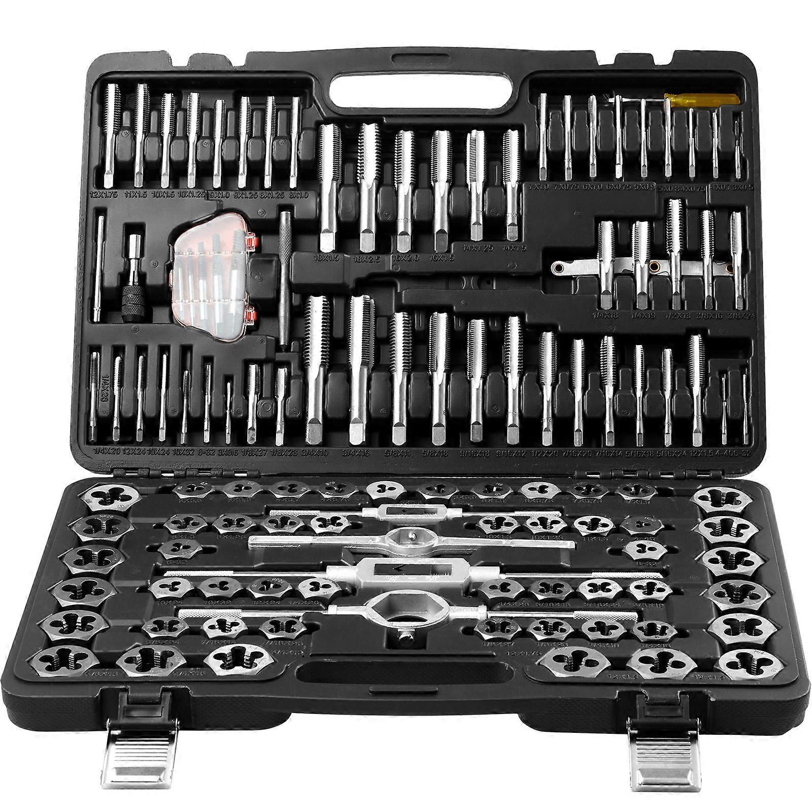 Tap and Die Set, 116-Piece Include Metric and SAE Size,for Cutting External Internal Threads