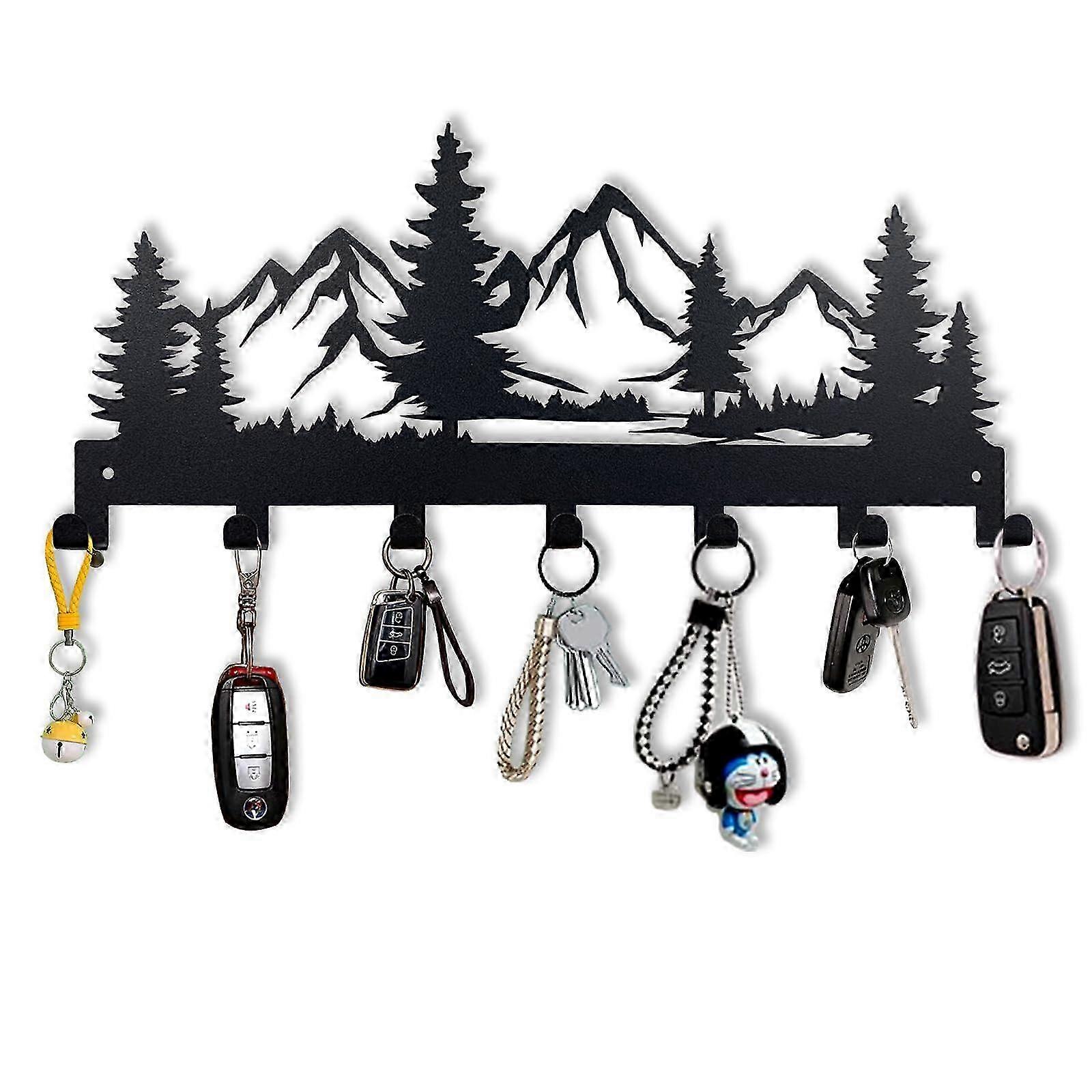 12-Inch Wall Mounted Key Holder with 7 Hooks for Kitchen