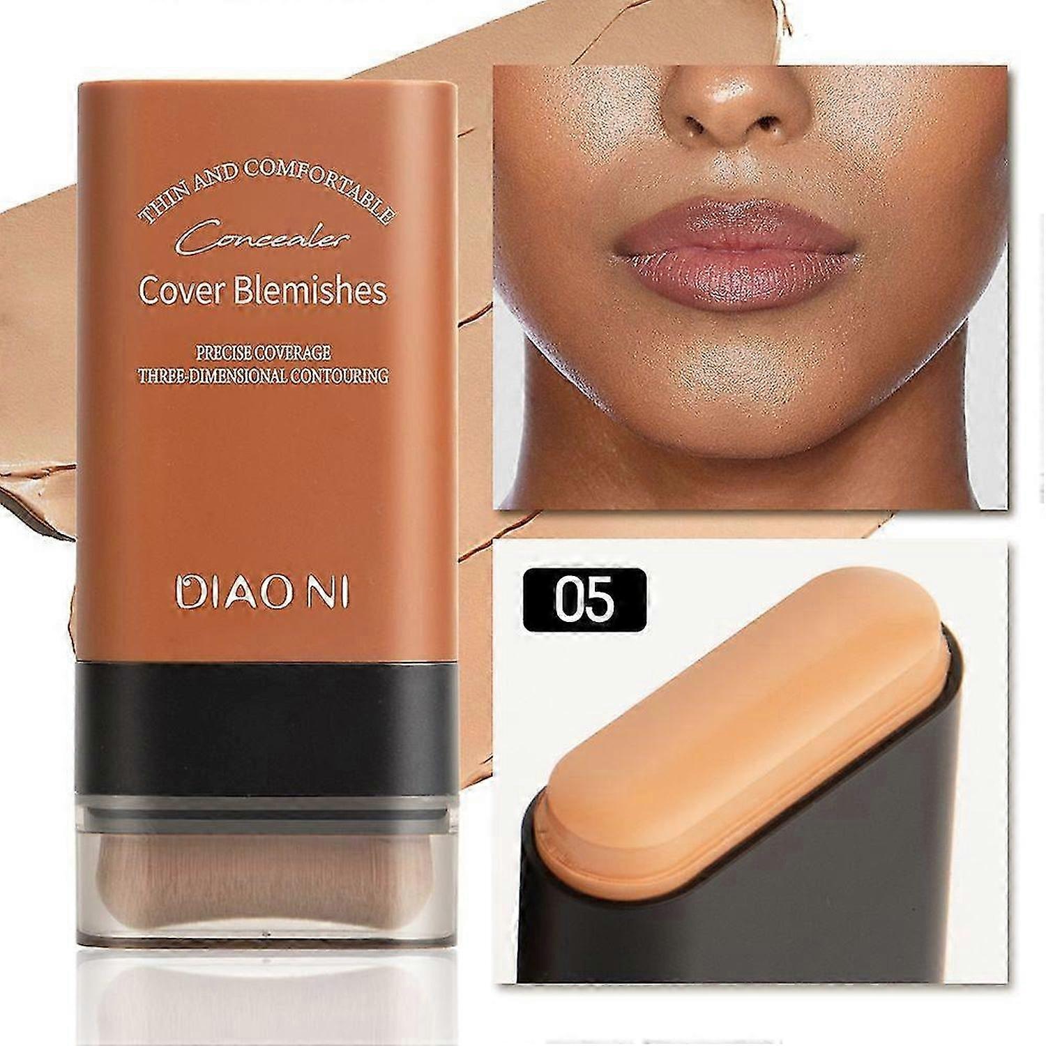 Flawless Eraser Foundation Stick ، عصا كريم أساس مرطب خفيف الوزن مع فرشاة ، عصا أساس متعددة الأغراض ، يغطي الشوائب ، مناسب ل