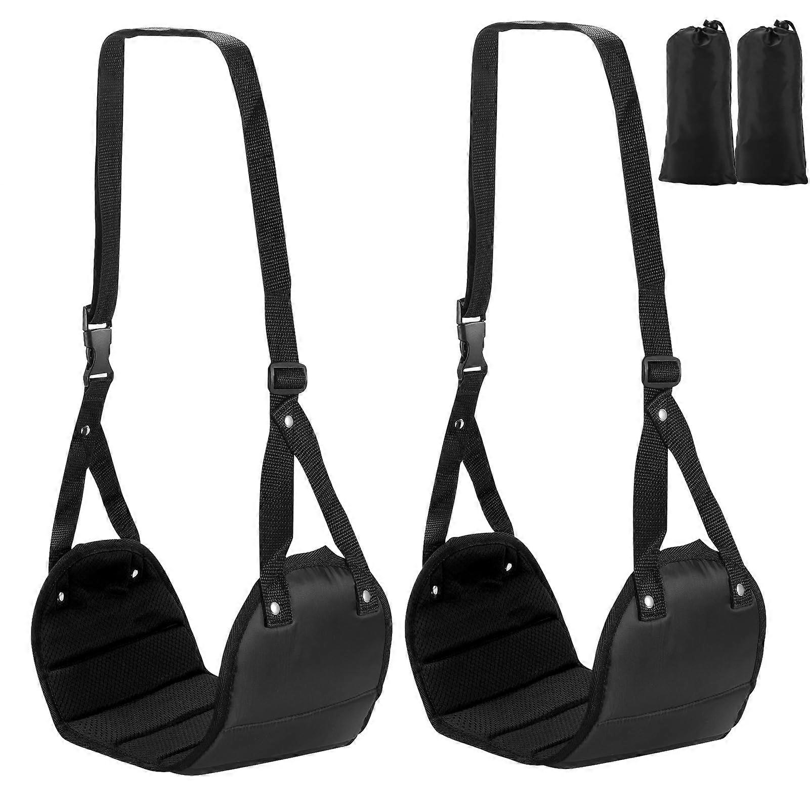 Footrest Aeroplane Footrest Pack of 2, Portable Black Travel Accessories for Airplanes, No Collision Leg Rest and Hammock