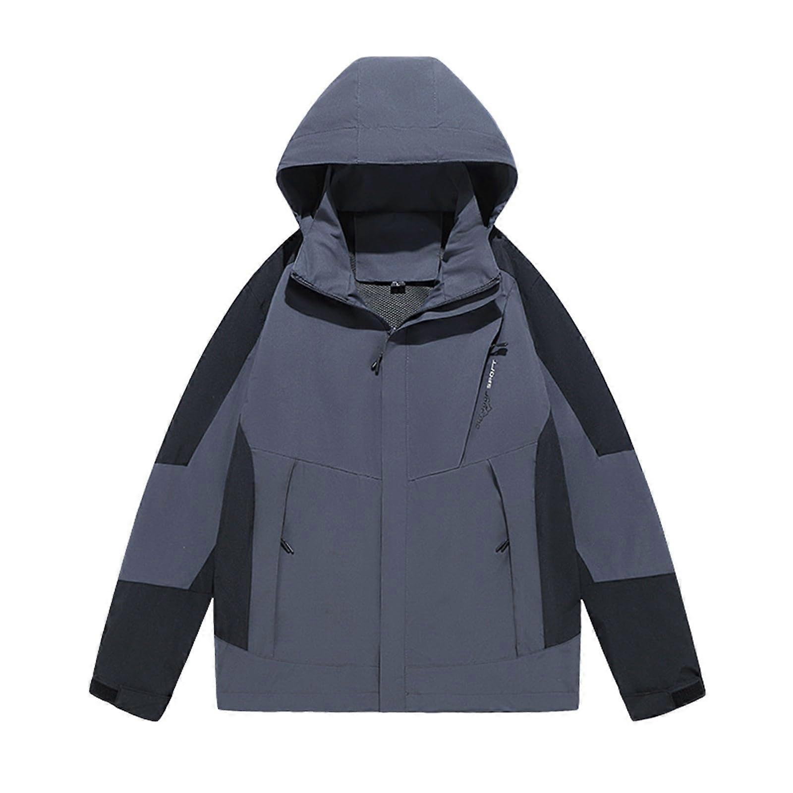 Men's Wind Jacket Rain Protection Breathable Functional 3 in 1 A7Grey XL