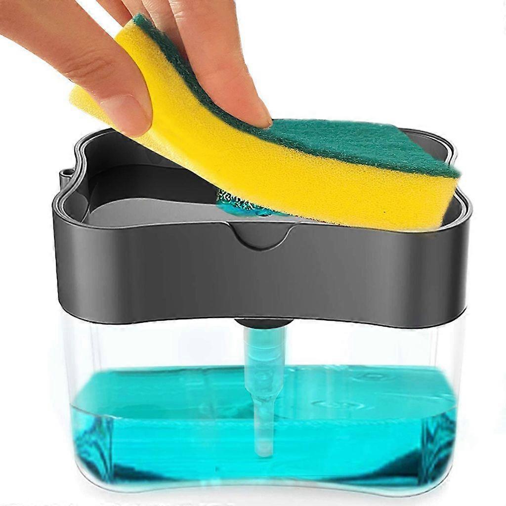 2-in-1 Soap Pump+Sponge Holder: Kitchen sink organizer, countertop tidy