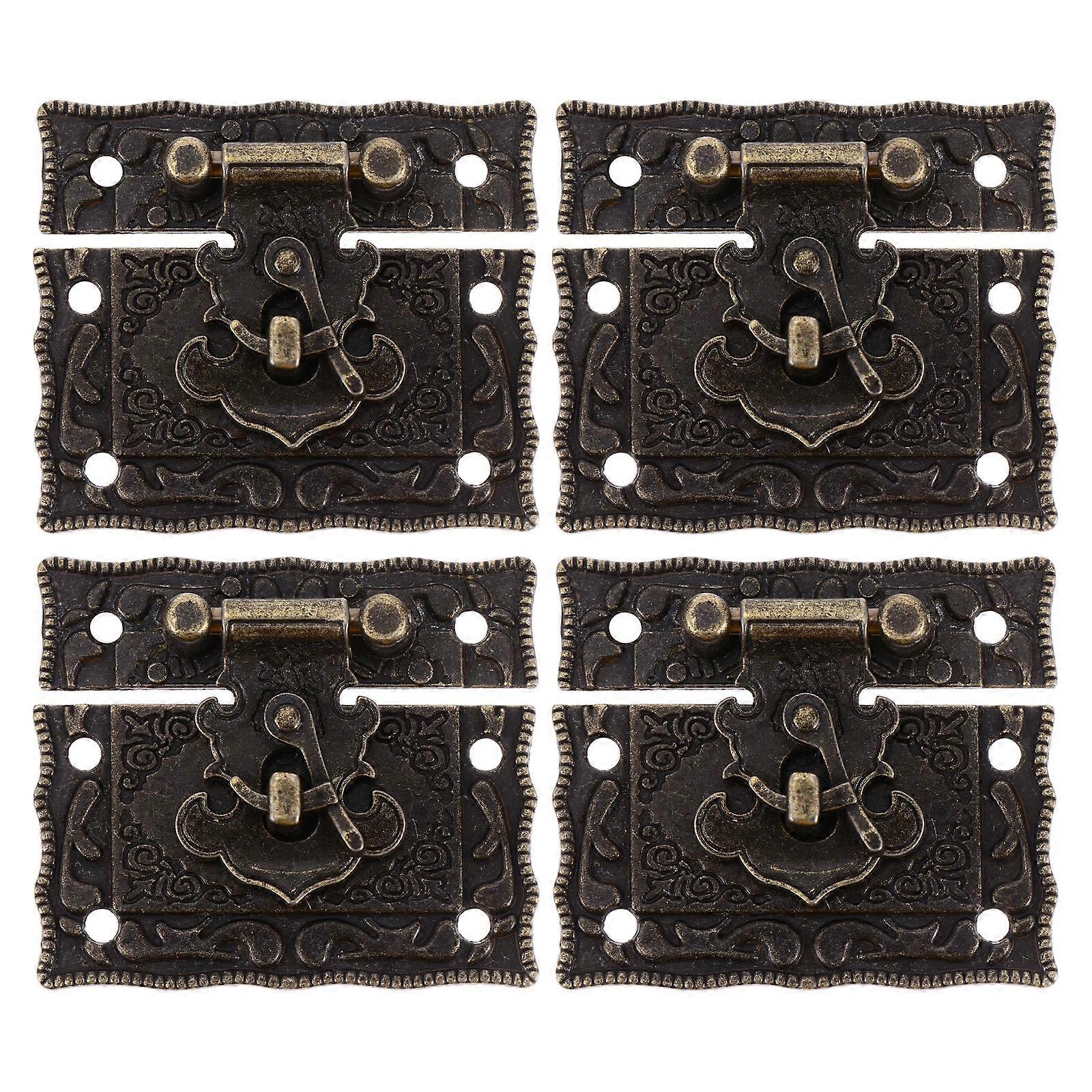 Retro Buckle for Box Use with Antique Style 4 Pieces Dark Brown Zinc Alloy