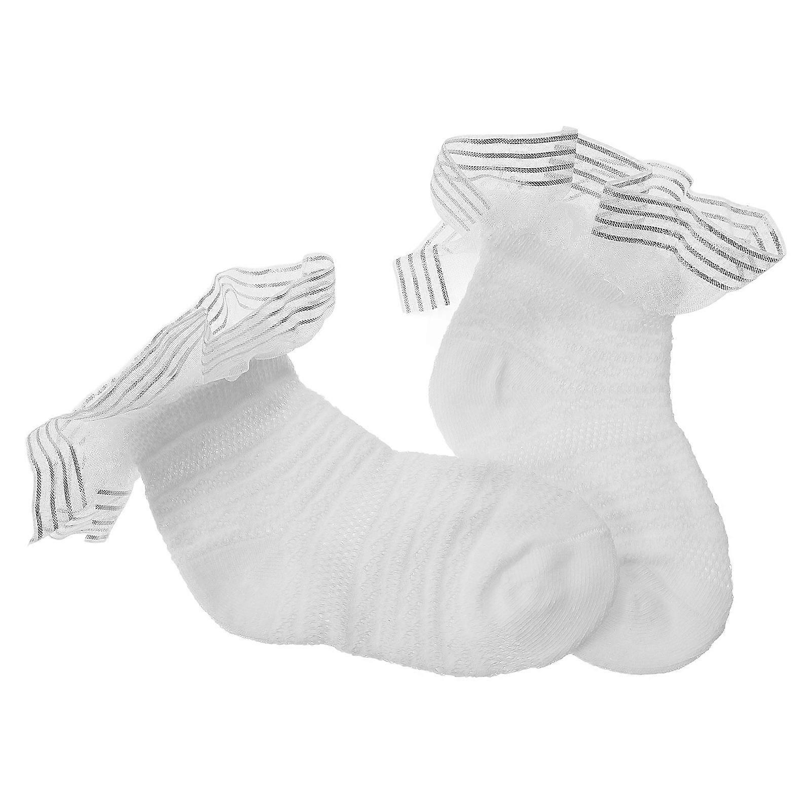 Here's a refined and customer friendly product description for your **Soft Cotton Socks with Delicate Lace Trim and Breathable Mesh, Knee High Design