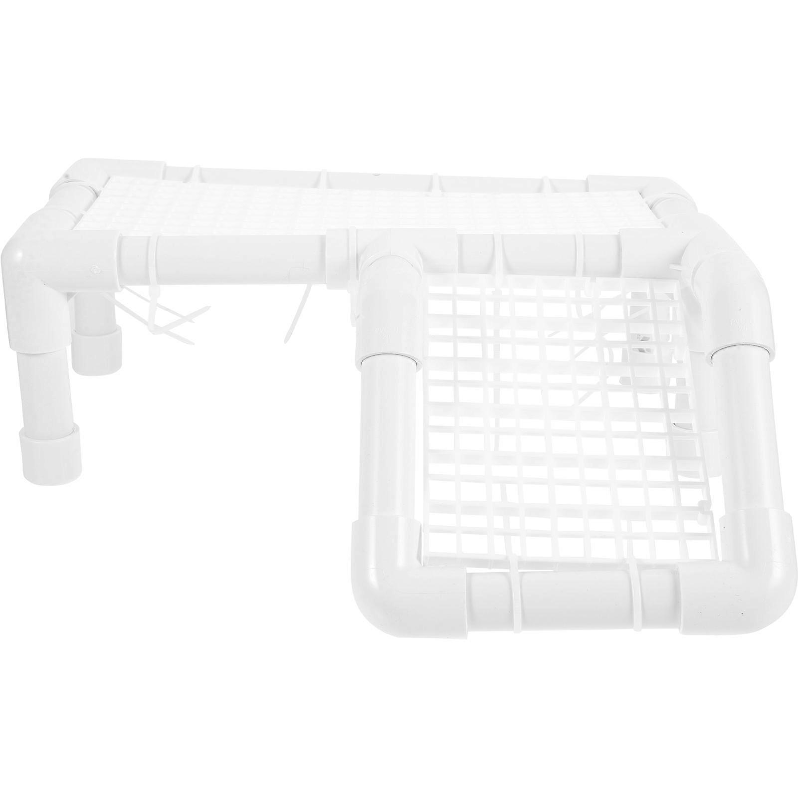 Turtles Basking Platform Reptile Ramp Hiding Place Fish Tank 30x30x10 Cm White Plastic 1Pack