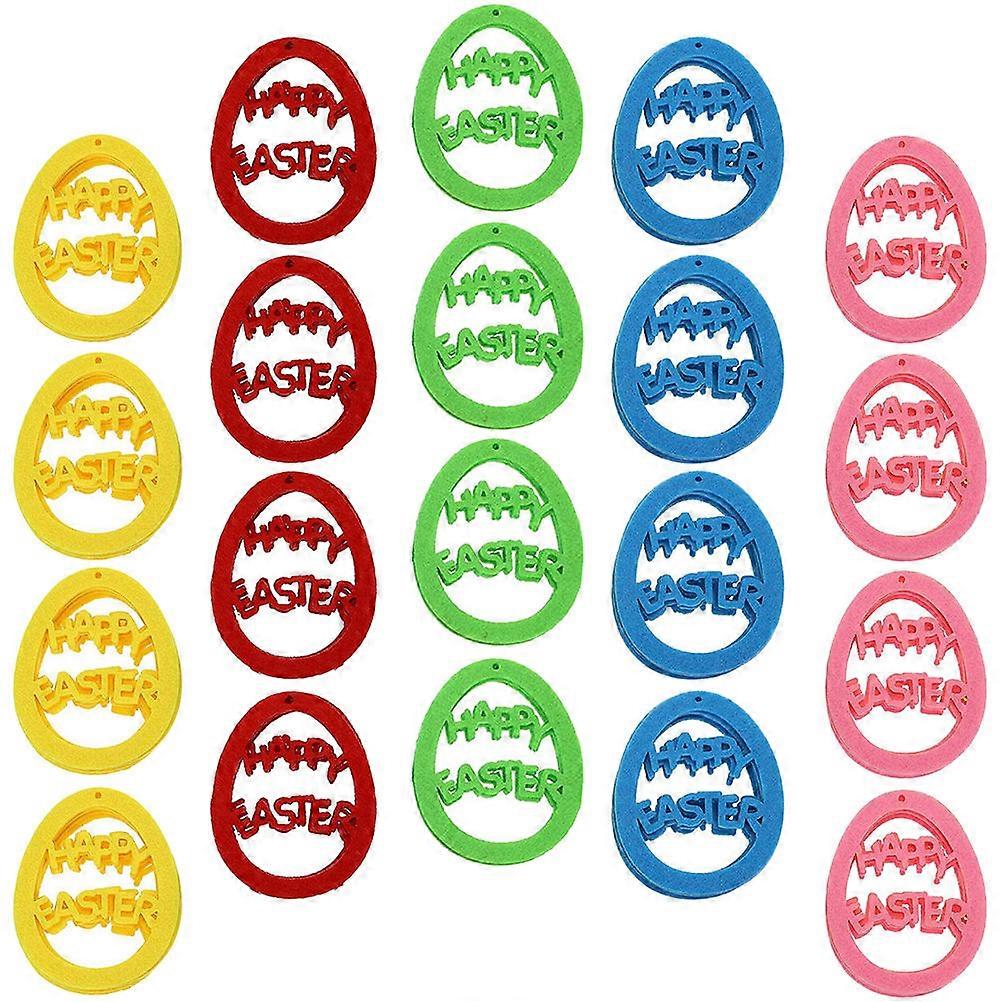 Felt Easter Decor Easter Egg Shaped Hanging Door Ornament for Decoration 20Pcs