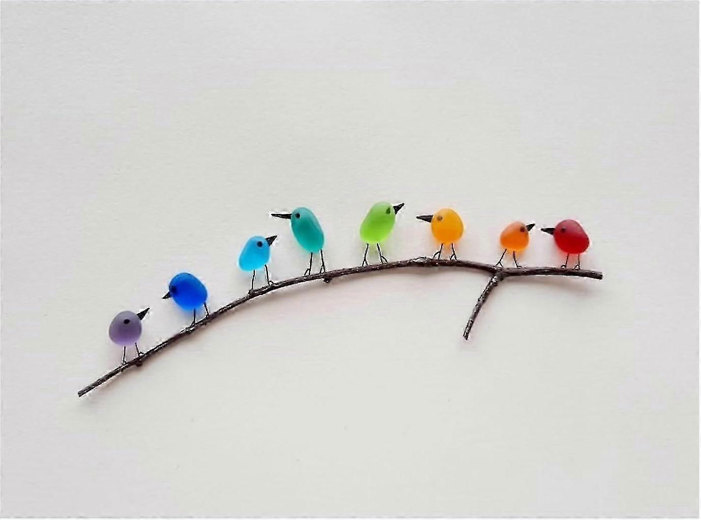 זכוכית ים ציפורי קשת, אמנות זכוכית ים, תמונת עץ סחף זכוכית ים, עיצוב קיר ציפורי קשת מתנה ייחודית לאמנות קיר בעבודת יד