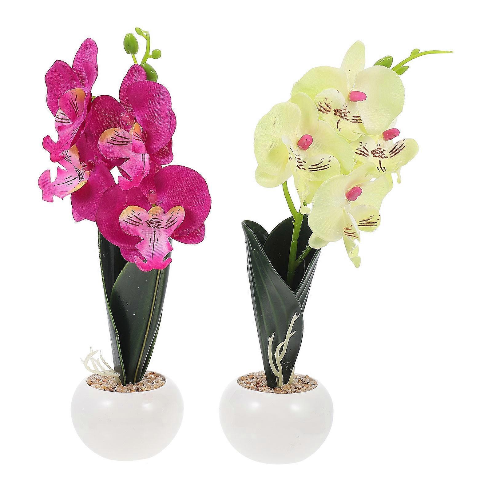 Artificial Phalaenopsis Flower Simulation Bonsai Decorative Flowers Home Decoration Purple 10.2×2.4×2.4in Realistic Plant Decor 2Pcs