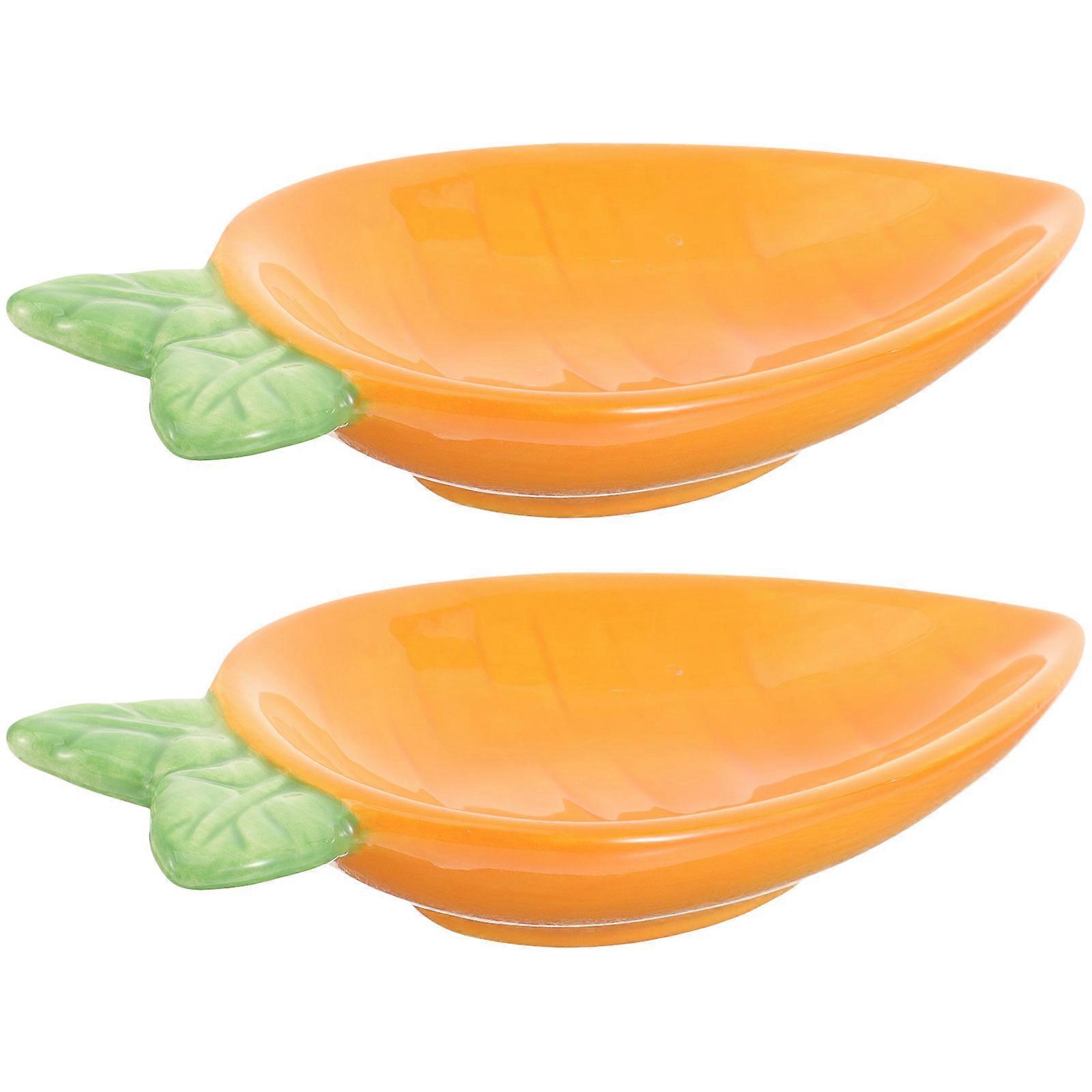 Carrot Shaped Ceramic Bowls For Family Gatherings Orange 15.5X7X3cm Storing Items 2Pcs