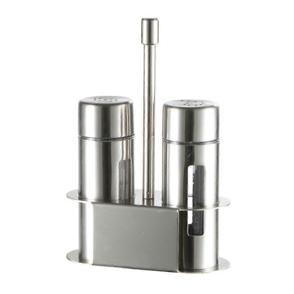 Stainless Steel Spice Jars with Holder, Clear Window Seasoning Pots for Salt, Pepper and Condiments Kitchen Countertop Storage Set