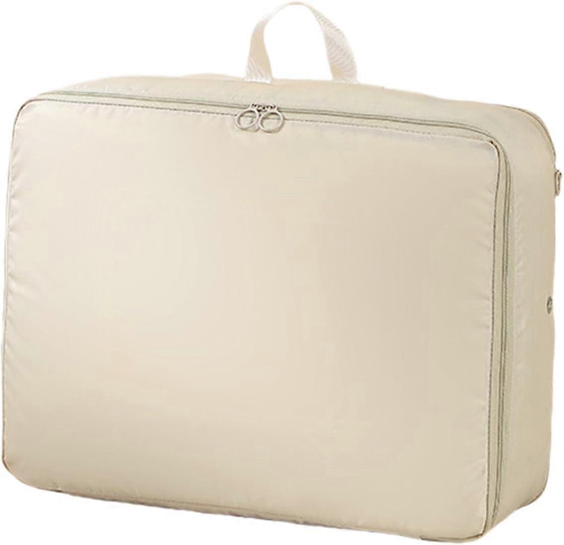 Ultra Space Saving Self Compression Organizer,Packing Bags for Down Jacket, Quilt, Clothes, Blankets (Beige,L for Clothes)