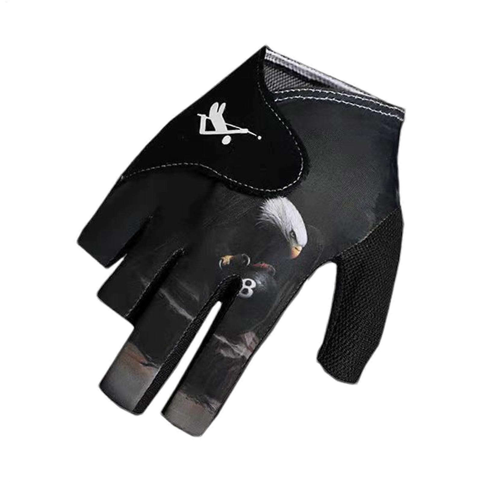 Billiard Gloves For Women Quick-Drying Half Finger Pool Gloves Left/Right Funger Adjustable Protection Black Hawk Right