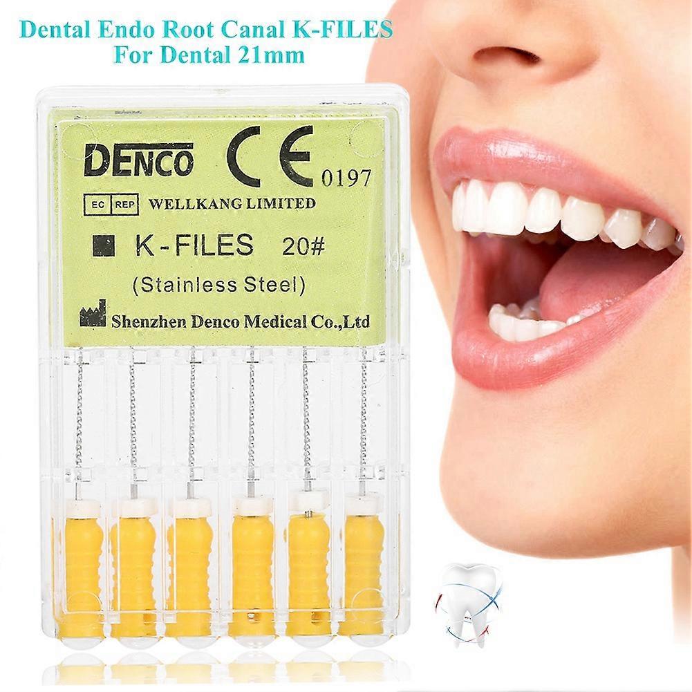 Dental Endo Root Canal k FILES For Dental 21mm SS Root Canal Endodontic Instrument Yellow