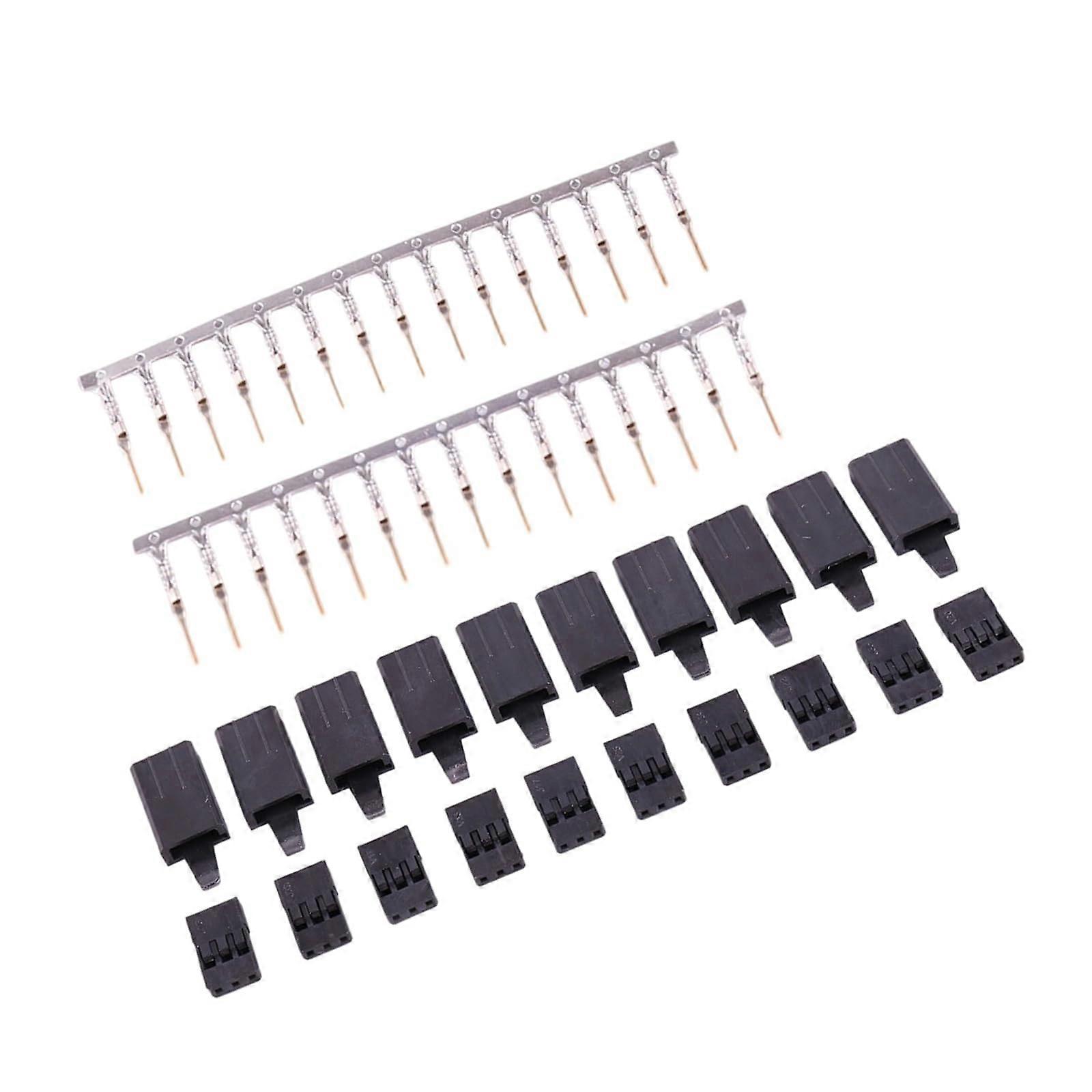 10 pairs of servo connectors, housing, crimp terminals, plugs for quadcopter, battery latch, and pin set.