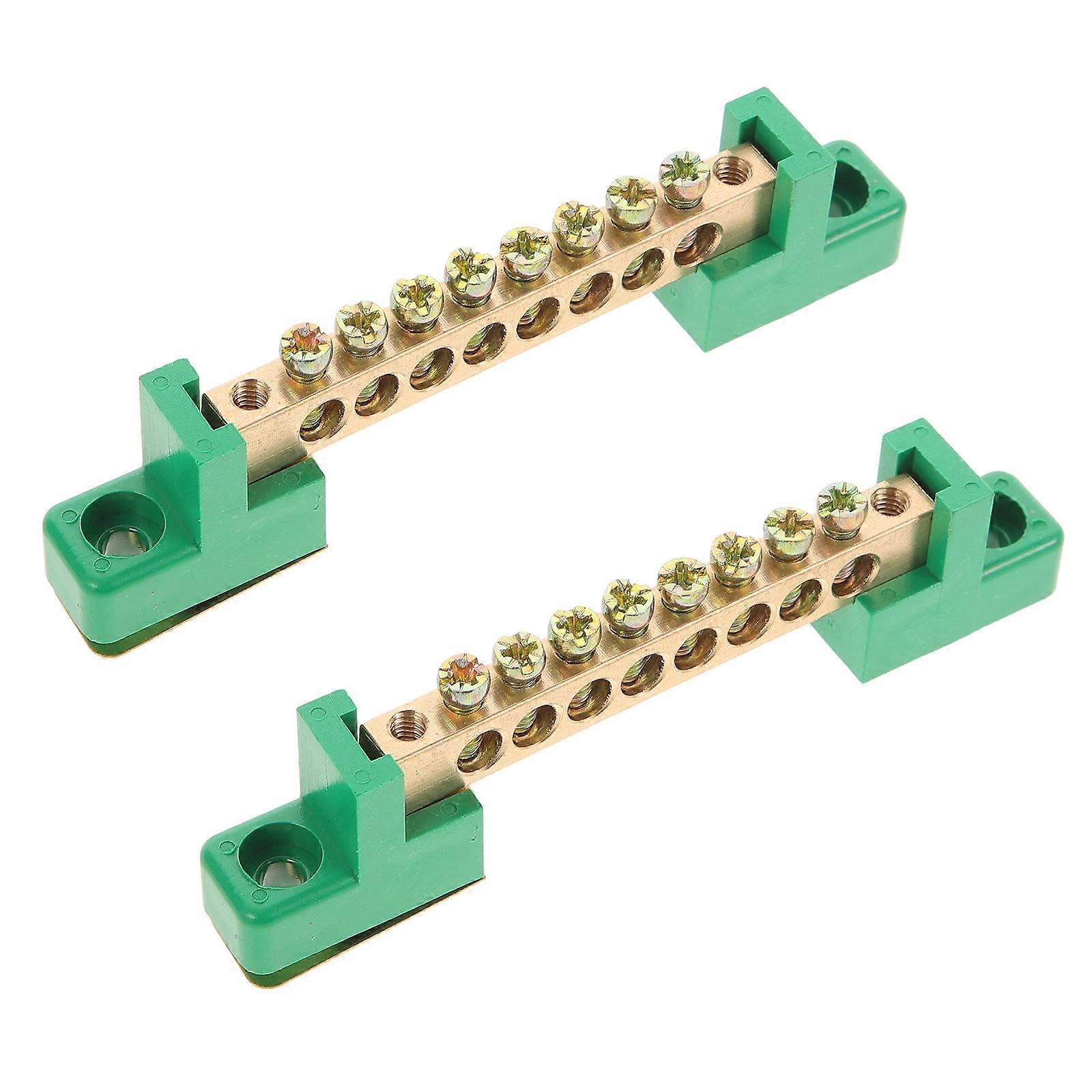 2pcs Ground Bus Bars with 8 Terminals for Electrical Grounding Blocks and Rods