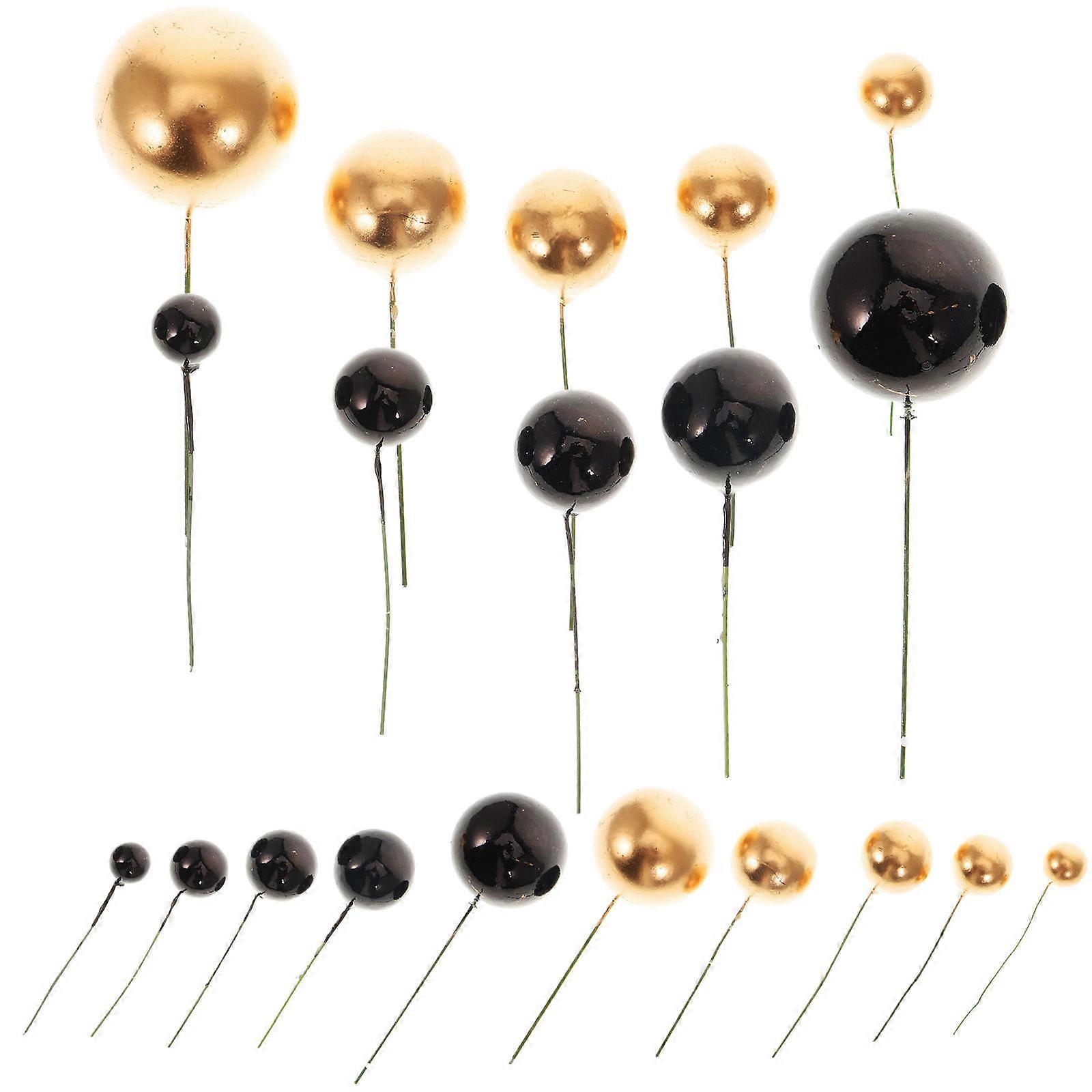 Delicate Design Mini Cake Topper Baking Decoration Photo Props Ball Shape Gold Color 60Pcs