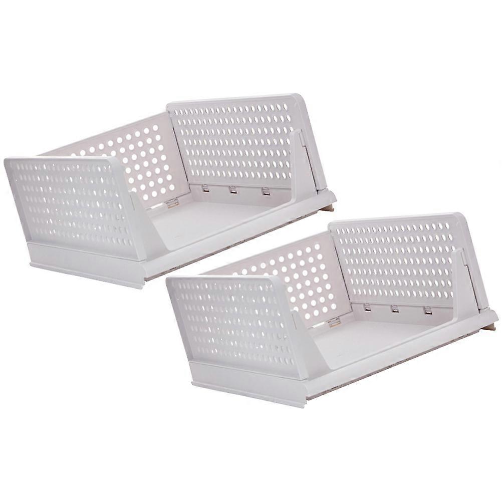White Plastic Stackable Clothes Drawer with Ventilated Holes for Closet Storage Organization 2 Pieces