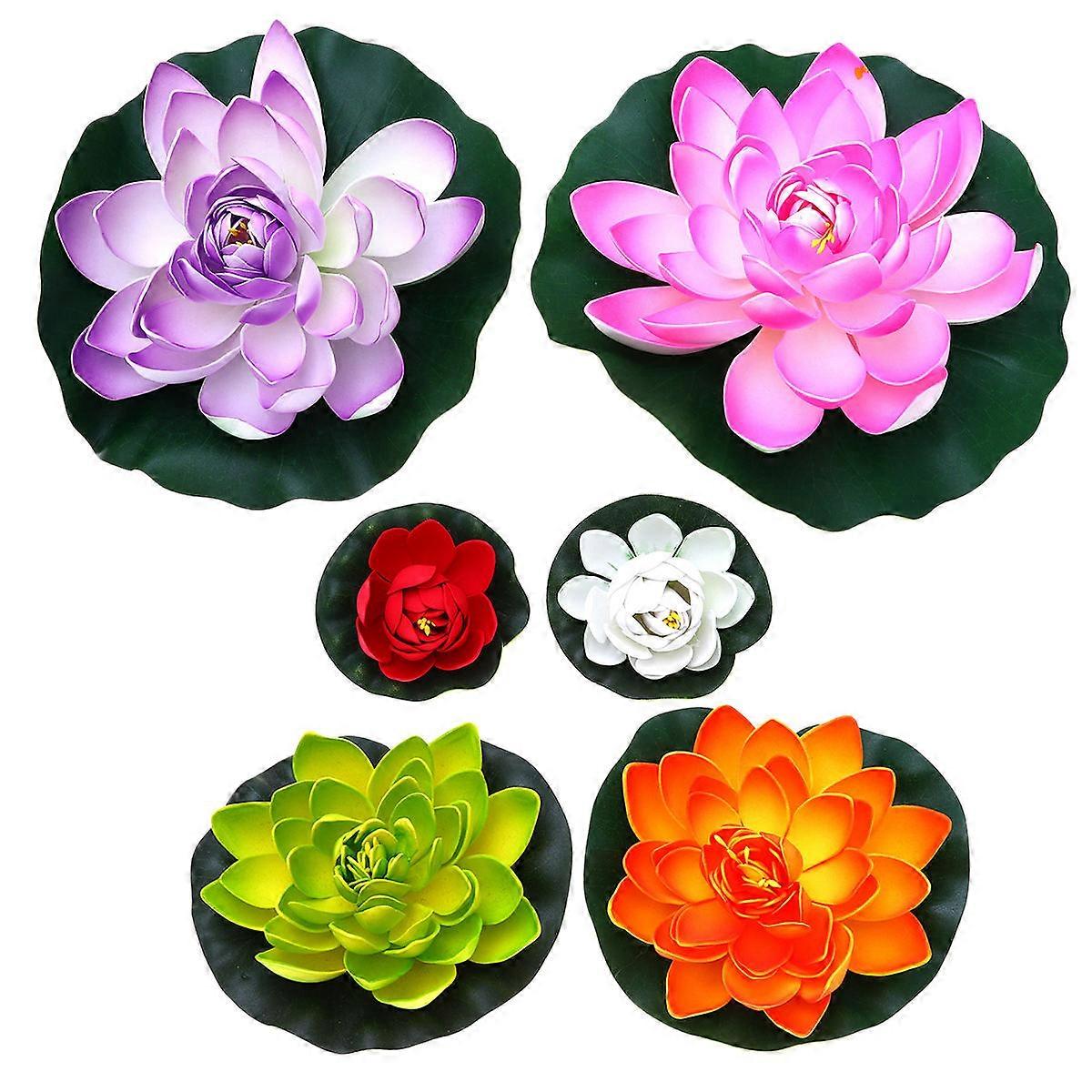 Assorted Color Artificial Lotus Flowers for Decoration Use Made of EVA 6 Pieces